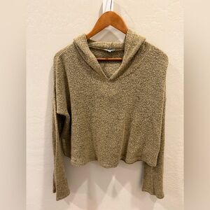 Tobi Marled Knit Cropped Hoodie Wool Blend Size Large